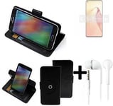 For Oppo Reno8 Pro protective case + EARPHONES black cover bag wallet flipstyle 