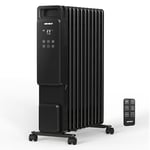 Oil Filled Radiator, 2500W Electric Heater with Remote Control & LED Display, 11 Fin, Adjustable Thermostatic Heating,3 Heater Settings, 24 Hour Timer, Wheels, Oil Heater for Home Office