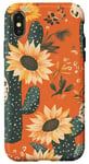 Coque pour iPhone X/XS Orange Abstrait Géométrique Western Boho Léopard Tournesols