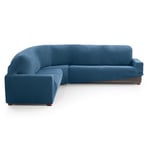 MAXIFUNDAS FUNDAS DE SOFA & CHAISE LONGUE. Housse de canapé d'angle Relive Couleur Bleu Ciel Housse de Protection Super élastique pour canapé d'angle.