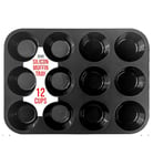 Zuvo Silicon Muffin Tray 12 Cups - Non Stick Black Baking Mold for Cupcakes and Brownies (23x31cm) - Perfect Baking Tray