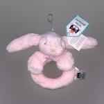 Little Jellycat “Bashful Pink Bunny Ring Rattle”Plush Rattle Soft Rabbit Toy NEW