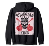 Rockstar King Skull Crown Crossed Guitars Zip Hoodie