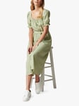 Forever New Corinna Puff Sleeve Midi Dress, Frog Green 10 female 70% lyocell, 30% linen