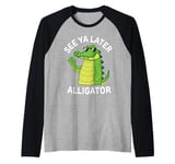 See You Later Alligator Gator Good Bye Cute Cartoon Funny Raglan Baseball Tee