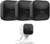 Amazon Blink Outdoor HD 1080p WiFi Security 3 Camera System & Blink Mini Full HD 1080p WiFi Plug-In Security Camera Bundle, Black