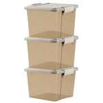 GONICVIN Boîtes de Rangement en Plastique avec Couvercles, 60L, Lot de 3, Empilables, Gain de Place pour Maison, Bureau, Garage