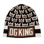 Dolce & Gabbana Dg King Royals Logo Couronne Chapeau Noir Or Beanie 13288