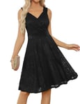 GRACE KARIN Robes Cocktail Femme A-Line Trapèze sans Manche Col en V Cache Coeur Vintage Style 50 60 Noir decl0527-1 38