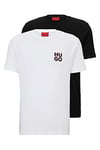 HUGO Mens Dimento Two-Pack of T-Shirts in Cotton with Stacked Logos