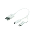 LogiLink cu0115 USB vers Micro Sync et câble de Chargement avec Adaptateur Lightning Blanc 0.15m Weiß