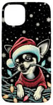 Coque pour iPhone 15 Plus Cordon lumineux de Noël à mâcher pour chihuahua