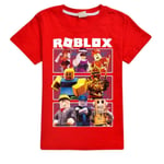 Roblox Print T-Shirt Barn Pojkar Flickor Kortärmade skjortor Sommar Toppar Tee School Red 160cm