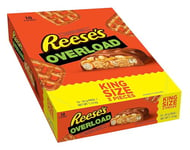 Reese's Overload Milk Chocolate Flavour, Peanut Butter, Caramel and Crispy Pretzels King Size Bar, Pack of 18 x 63 g