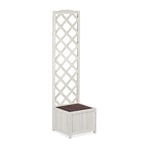 relaxdays, blanc Jardinière avec treillis espalier Tuteur plantes grimpantes bac à fleur bois vigne rose 25 L, 145,5 cm