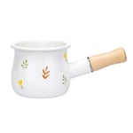 Mini Enamel Milk pan Non-Stick Saucepan Butter Warmer Multifunction Ceramic cookware with Wooden Handle Perfect for Cooking Baby Food Melted Chocolate B 0.5 l