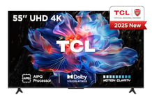 TCL 55V6C-UK 55" 4K Ultra HD, HDR TV, Smart TV Powered by Google TV (Dolby Audio, Voice Control, compatible with Google assistant, Chromecast built-in, 2025 New Model)