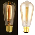 Vintage St64-60w Carbon Filament Pear Shaped Light Bulb-b22/e27 Base