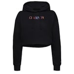 Champion Women's Legacy Graphics Powerblend Crop Boxy Hooded Sweatshirt, Black, L