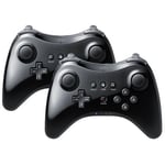 2PCS Qumox Manette Contrôleur U Pro Joystick de Jeux Double Analogique sans fil compatible avec Nintendo Wii U noire