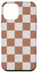 Coque pour iPhone 12 mini Mousse moka moderne en damier et motif damier blanc