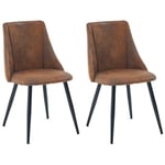 MEUBLE COSY Lot de 2 Chaises de Salle à Manger Rétro Fauteuil Assise rembourrée en suédine Pieds en métal pour Cuisine Salon Chambre Bureau, Style Industriel, Marron, 52,5x49,5x83cm