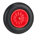 Relaxdays Roue de brouette 4.80/4.00-8, Pneu en Caoutchouc, Jante Plastique, Charge Max. 100 kg, increvable, Noir/Rouge