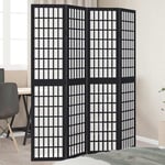 Room Divider 4 Panels Black Solid Wood Paulownia vidaXL