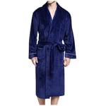 Peignoir en Peluche Allongé d'hiver pour Hommes Vêtements De Maison Couple Robe À Manches Longues Manteau L Bleu Livraison Gratuite