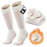 2 Paires Chaussette de SKI Laine Alpaga Pour Hommes et Femmes, Chaussettes Thermiques d'hiver de Contention pour Ski, Randonnée, Cyclisme, Sport