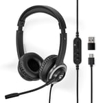 PC headset | On-Ear | Stereo | USB Type-A / USB Type-C | Vikbara Mikrofon | Svart