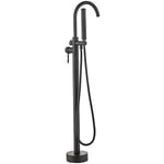 Yongqing - Mitigeur de baignoire sur pied 110 cm avec douchette flexible (noir)