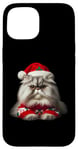 iPhone 15 White Persian Cat With Santa Hat Christmas Xmas Owner Lover Case