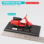 1:18 mittakaavassa Piaggio Vespa Scooter 98 PK 125 GTR P150X 300 MP5 Primavera GTS moottoripyörä moto pyörä painevalettu ajoneuvot lelut malli lapsille