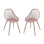 Vente-unique.com Lot de 2 chaises de jardin en polypropylène avec pieds en métal - Vieux rose - MALAGA de MYLIA