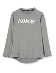 Nike B NP LS FTTD Top T-Shirt Garçon, Carbon Heather/(White), FR : L (Taille Fabricant : L)