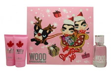 DSQUARED2 WOOD FOR HER GIFT SET 50ML EDT + 50ML BODY LOTION + 50ML SHOWER GEL