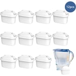 Cartouche filtrante Eau, 12 pièces Remplacement pour Brita Maxtra Plus, Recharge Marella Carafe Filtrante,la troisième génération de déchloration et