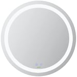 kleankin Miroir de Salle de Bain Rond LED Ø 60 cm Miroir Mural avec éclairage Interrupteur Tactile Fonction de mémoire système Anti-buée Aluminium