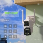 Merkmak - Camera ip de Surveillance ptz 2 x 3MP Double Objectif Double Ecran Detection humanoïde ai app iCam365 etanche IP66 Stockage cloud Vocal