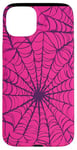 Coque pour iPhone 15 Plus Rose Pop Art Ethnique Halloween Motif Toile d'araignée Violet