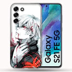 Coque pour Samsung Galaxy S21 FE / S21FE Manga Tokyo Ghoul Kaneki Blanc