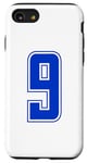 Coque pour iPhone SE (2020) / 7 / 8 Bleu Royal Numéro 9 Équipe Junior Sports Uniforme Numéroté