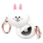 elago l LINE FRIENDS Silicone Case Compatible with Apple AirTag Tracker - Full Protection, Keychain Included, Slim and Simple Design, Scratch-Free, Drop Protection [Official Merchandise] (CONY)