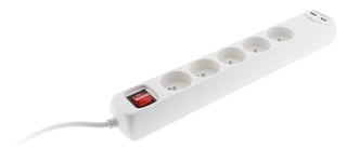 Voltman DIO013038 Bloc multiprises 5 x 10/16 A + 2 ports USB avec interrupteur