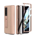 COQUE Étui Galaxy Z Fold 3 Housse en Cuir, de téléphone Tout Compris à charnière intégrée avec Fente pour Stylo cachée, de téléphone Pliable pour Samsung Galaxy Z Fold 3 5G-Or Rose