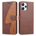 Fyriswho Coque pour Xiaomi Redmi 12 4G,Housse PU Leather Flip Portefeuille Case avec Cartes Fonction Stand Étui pour Xiaomi Redmi 12 4G - Marron