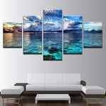 BOYH 5 pièces Impressions sur Toile Art Mural HD des Photos Calme Avant Le Paysage Marin de la tempête Moderne Peintures Affiche Salon Décoration de Maison Modulaire Cadre,B,20×35×220×45×220×55×1