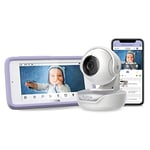 Hubble Connected Nursery Pal Premium Babyphone caméra connecté avec écran tactile 5 pouces, mode de confidentialité, vision nocturne infrarouge, capteur de température ambiante et application mobile