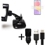 Car holder windshield dashboard for Samsung Galaxy F13 charger Cell phone mount 